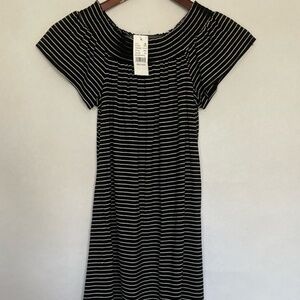 NWT LA Hearts Pac Sun Striped Black White Top, Short Sleeve Tee; Size Medium NEW